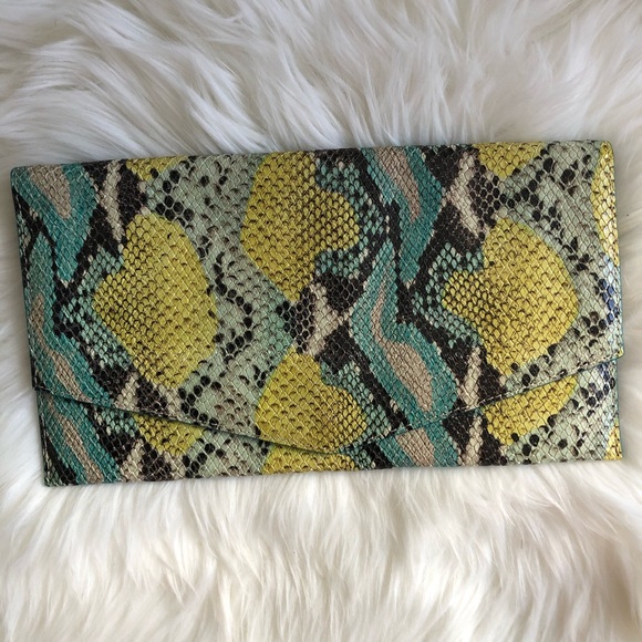 Cole Haan Neon Snakeskin Envelope Clutch - Picture 1 of 8
